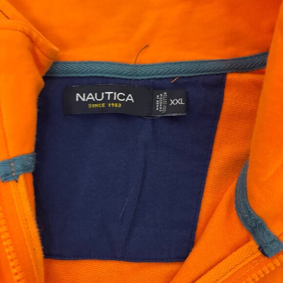 Nautica Men's Orange 1/4 Zip Pullover Sweatshirt Vintage Size XXL - Picture 3 of 4